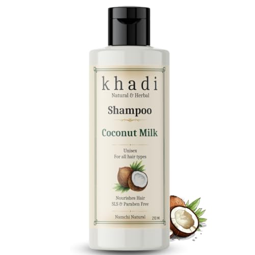 Image of Khadi Coconut Milk Natural Shampoo | Deep Nourishment & Hydration | Sulfate, SLS & Paraben Free | Khadi Natural Shampoo for Women & Men 210 ml