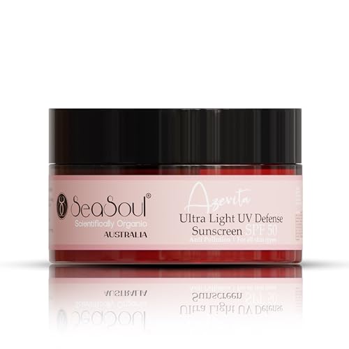 Seasoul SEA SOUL Spf 50 Sunscreen - 100gm | Ultra Light UV Defense Cream | UVA & UVP Protection, Skin Brightening With Hyaluronic Acid, Glutathione & Vitamin | For Combination Skin Types