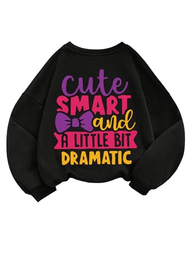 WDIRARA Girl's Cute Cartoon Graphic Sweatshirt Crewneck Long Sleeve Pullovers Tops