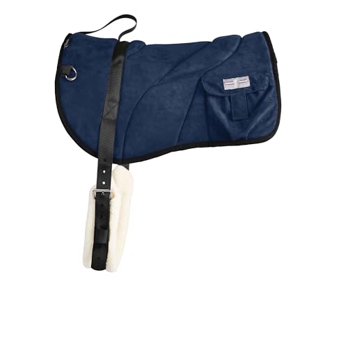 Image of Harrison Howard Ergonomically Designed Correct Bareback Pad with Side Pockets Extra Thick Center for Maximum Support Anti-Slip Bareback Pad Comes with Matching Girth