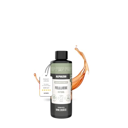alphazoo Fellliebe Natur-Futteröl 100ml, Fellpflege für Hunde, Omega-3 Omega-6 Fellglanz, Natürlich gegen Juckreiz & Schuppen, mit Lachsöl, Mandelöl & Arganöl, Barf-Öl Mischung, Fischöl