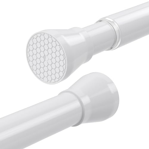 Image of Tension Curtain Rod 2 Pack 30-64 Inch Curtain Rods No Drilling White Tension Spring Rod Adjustable Curtain Rod Expandable Pressure shower Rod for Windows Closet Doorway
