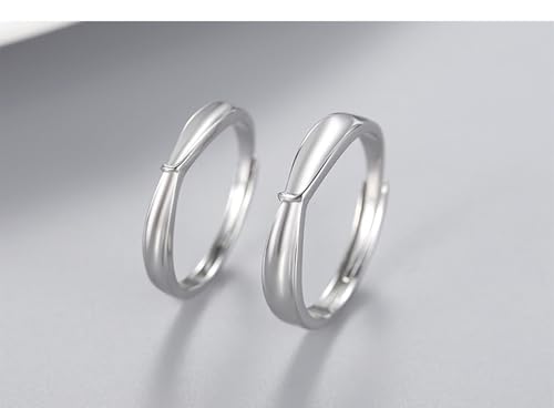 Bague réglable couple personnalisable en argent 925 - 2