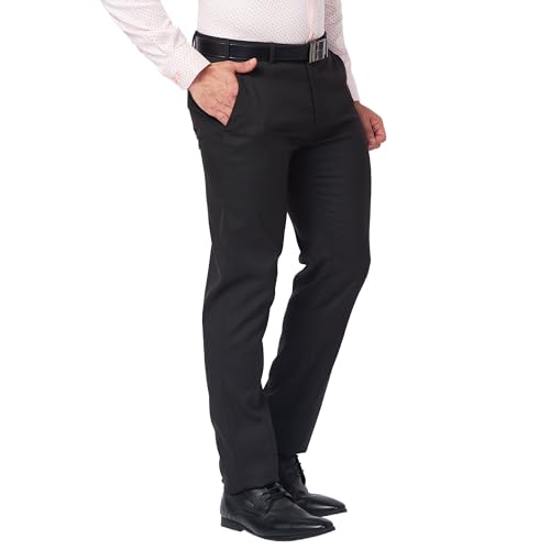 Image of Raymond Men's Slim Fit Polyester Blend Checks Pattern Flat Front Formal Trouser