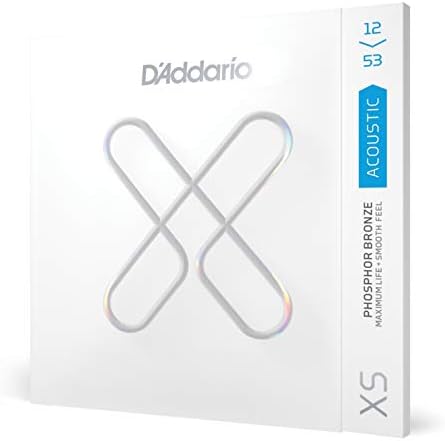 D'Addario XS Acoustic Guitar Strings, Phosphor Bronze, Light, 12-53 (XSAPB1253)