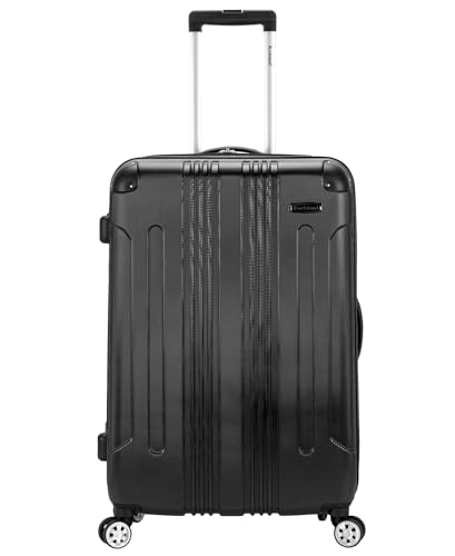 Image of Rockland London Hardside Expandable Spinner Wheel Luggage, Black, Checked-Large 28-Inch