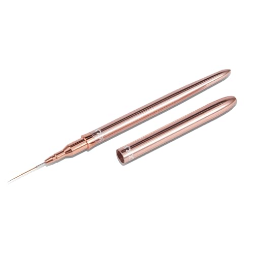 Image of 1Pcs Nail Art Liner Brush, 15mm Thin Precision Bristle Nail Art Brush with Rose Gold Metal Handle, Fine Detail Brush for French Tips, Intricate Nail Art Designs