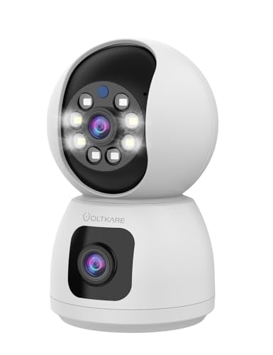 VOLTKARE Telecamera di sicurezza interna 2.4G/5G, vista a 360° e 2 telecamere in 1 per animali domestici con app per telefono per cani/anziani WiFi Baby Monitor, telecamera domestica wireless con