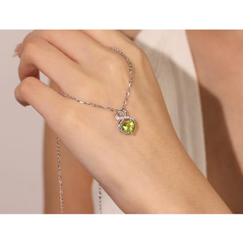 FANCIME Peridot Birthstone Necklace for Women Sterling Silver Genuine Peridot Necklace August Birthstone Dainty Gemstone Fine Jewelry for Women 16”+2” Extender - Image 3