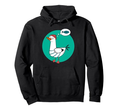 Happy As a Seagull Yummy Fish Food, Funny Seagull Cartoon Sudadera con Capucha