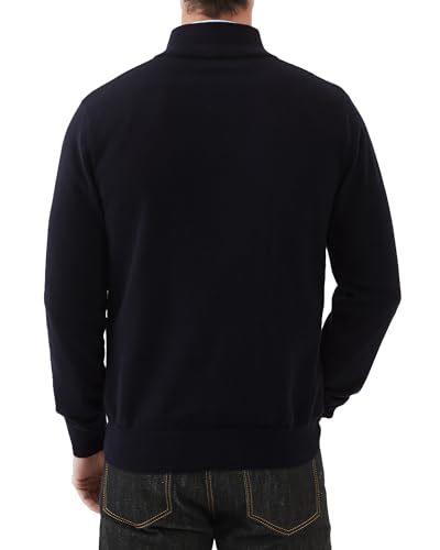 Kallspin Men's Quarter Zip Sweater Pullover Pure Cotton Long Sleeve Sweater Knit Lightweight Casual Business Style3