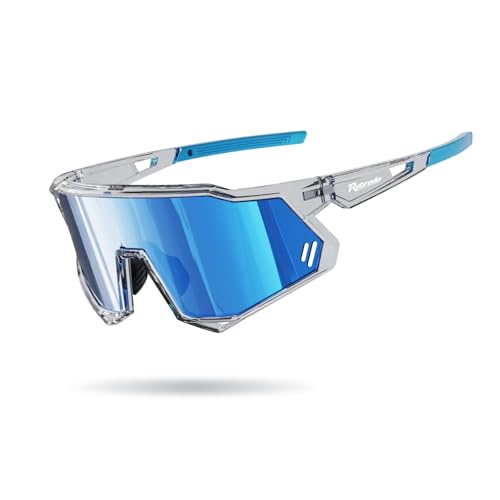 Robreda Gafas de Ciclismo Hombre Mujer, TR-90 Ultraleve UV400, Montura Completa con Almohadillas Ajustables para Running y MTB - Azul