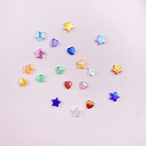 Jmassyang 600 PCS Acrylic Beads Heart Star Shape Charming Clear AB Colors Bead Assortments Colorful Flat Bead-in-Bead Loose Spacer for DIY Necklace Bracelet Jewelry Craft Making, Multicolor by Jmassyang - Used condition - Image 3
