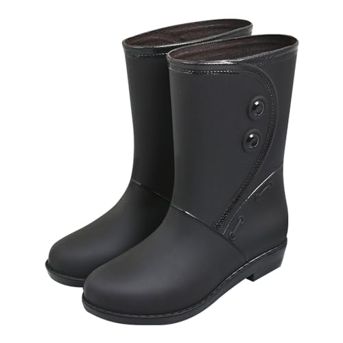 Generisch Botas de goma para mujer, botas ligeras, botas de lluvia anchas, botas de lluvia, botas de trabajo, botas de equitación, 01 negro, 36 EU