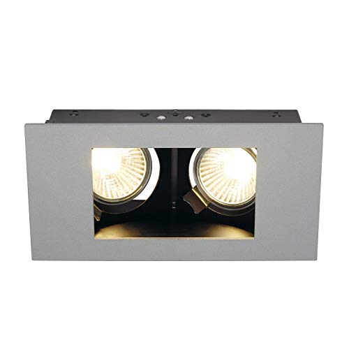 Spot encastrable Indi Rec 2S SLV double GU10 gris et noir