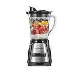 Hamilton Beach Power Elite Wave Action Blender For Smoothies, 40 Oz Glass Jar, 12 Functions Including Puree, Crush Ice, Black, 700 Watts, Black (58148A)