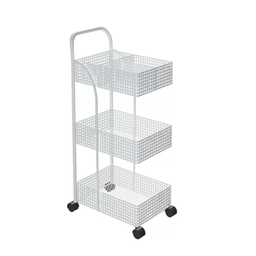 FENGJISUN Carrito De Cocina Móvil Multifuncional Carrito De Almacenamiento Cocina Hierro 3 Niveles, con Ruedas, Estante para Dormitorio Y Baño(White)