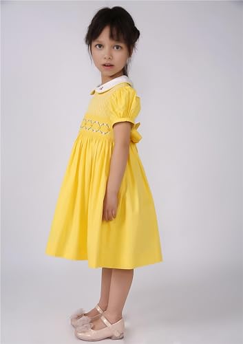 Girls Vintage Easter Smocked Yellow Clothes Kid Toddler Holiday Summer Dresses Size 2 3 4 5 6 7 8 9 10 123