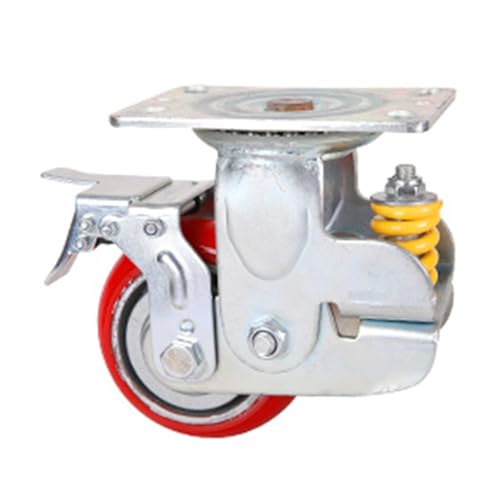 JTPMYFT Ruedas de Servicio Pesado con amortiguadores de Resorte, Ruedas universales con Resorte Vertical de 5 Pulgadas, Ruedas silenciosas for Cargas Pesadas(Brake Wheel)