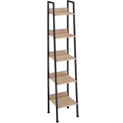 TecTake Étagère échelle sur Pied Rangement bibliothèque Salon Chambre Cuisine diverses Tailles et Couleurs (35,5 x 31,5 x 170,5 cm, Bois Clair Industriel)