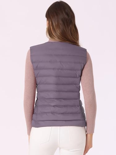 Allegra K Women's Puffer Vest Sleeveless Lightweight Button Up Quilted Round Neck Jacket Coat4