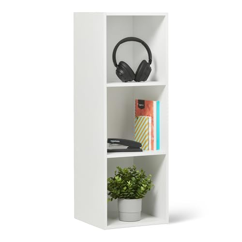Amazon Basics 3-Cube Bookcase Compatible with Fabric Storage Cube Organizers, White
