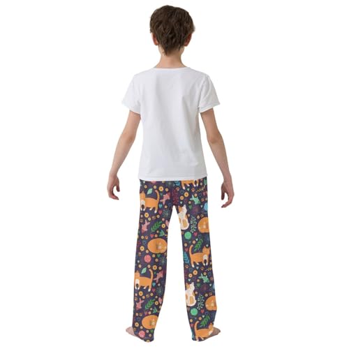 Boys' Pants Colorful Funny Animal Cats Fish Floral Long Bottoms Jogger Pants Elastic Waist Trousers with Pockets S-XL3