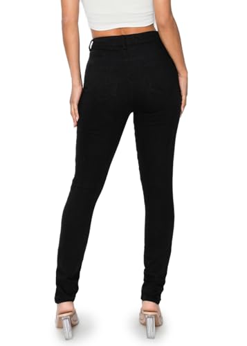 2LUV Women Junior Stretchy Mid Rise 5 Pocket Ripped Destroyed Ripped Skinny Jegging Jeans Back to School Clothing Apparel Black 94