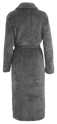 Brandsseller Unisex Bademantel Mikrofaser S/M – Weicher Morgenmantel mit Schalkragen für Damen & Herren – Hausmantel ideal für Zuhause, Reise & Spa – Anthrazit