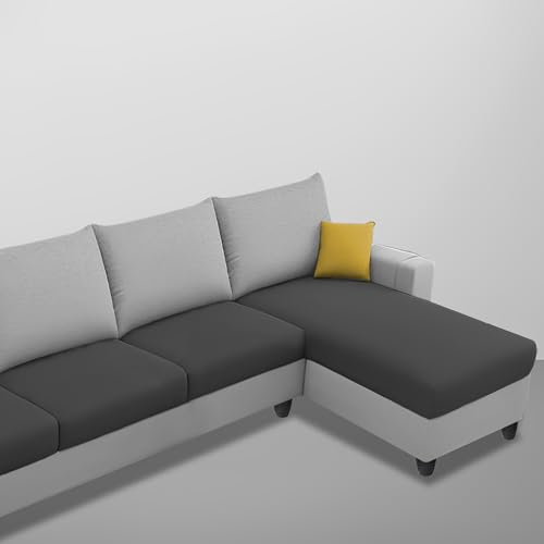 Image of Casaliving Porto RHS 6 Seater L Shape Sofa Set for Living Room (Black Grey Fabric) Premium Velvet Fabric Sofa Set