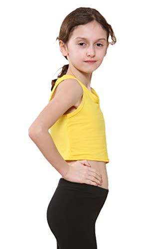 Image of Kids Girls Neon Fluorescent Vest Crop Tops T-Shirt Tee Top Dance Wear Gymnastic Fancy Dress Age 5-14 Years