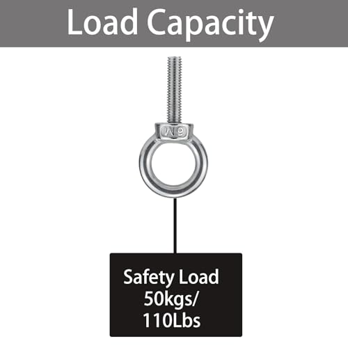 Image of M6 Stainless Steel Lifting Eye Bolt with Nuts 4 Pack (M8 M10 x 1 2 4 inch Available), Metric M6 x 25mm (1 /4 inch x 1 in) Ring Shoulder Eye Bolt for Swing, Threaded Eyebolt kit for Tie Down Outdoor