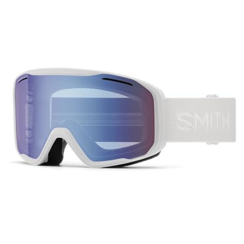 Smith Gafas de deporte de nieve unisex para adultos, marco blanco, lente de espejo con sensor azul