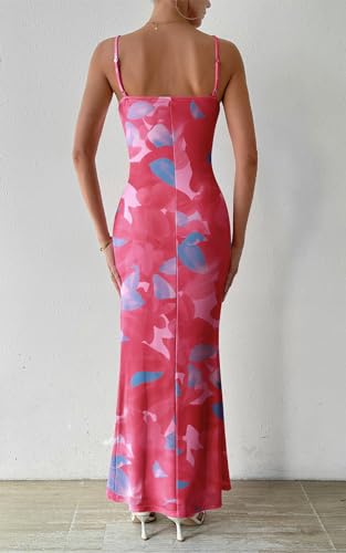 Image of PRETTYGARDEN Women's 2026 Summer Floral Spaghetti Strap Maxi Dress Stretch Sexy Bodycon Dress Backless Slip Long Dresses