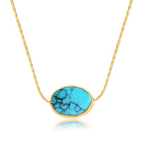 Sloong Stone Emerald Necklace Natural Turquoise Aquamarine Ruby Pendant Necklace Retro Semi Precious Necklace for Women Mom with Gift Card