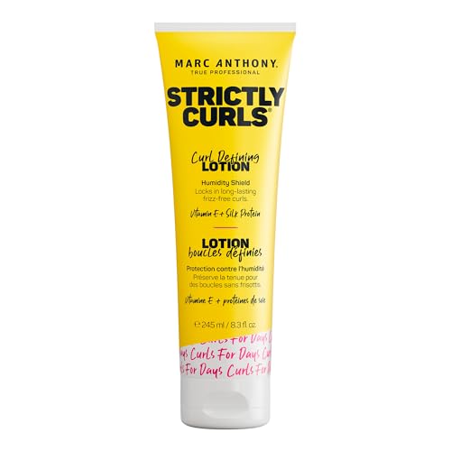 Marc Anthony Curl Defining Hair Styling Lotion for Curly Hair, Strictly Curls - Long Lasting Moisturizing Lightweight Gel for Maximum Curl Definition, Bounce & Shine - Styling Product Reduces Frizz