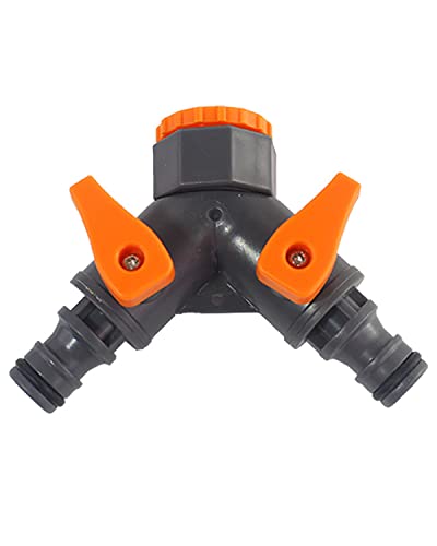分岐蛇口コネクター 散水用具 蛇口 Y型 散水コネクタホース分岐コネクター 分岐止水栓 2方向 屋外ガーデン芝生ガーデン果樹園灌漑洗車用 散水通常20mmG1/2 (オレンジ)