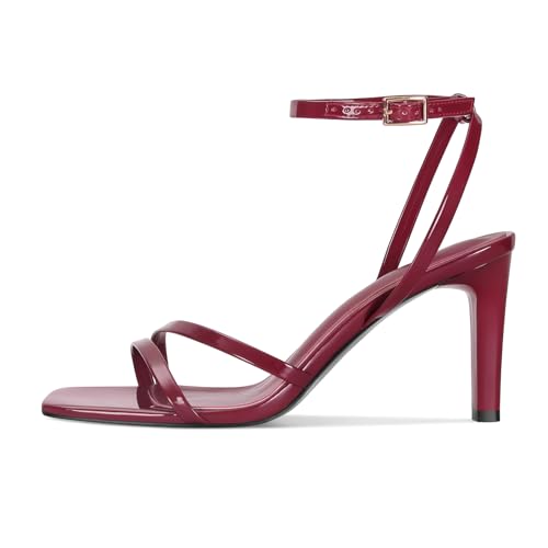 Image of SOVANYOU Heeled Sandals for Women Dressy Square Open Toe Strappy High Heels with Ankle Strap for Wedding Party Daily Wear