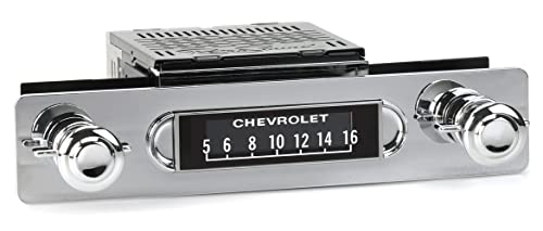 RetroSound Apache Radio Compatible with 1955-59 GMC or Chevrolet Truck with Installation Bezel, Chrome Knob Kit and Vintage Dial Screen