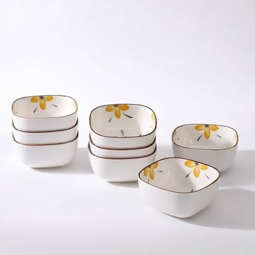 Image of YANCI 200ML Ceramic Dipping Bowls - Set of 8 | Microwave & Dishwasher Safe | Mini Bowls for Soy Sauce, Chutney, Ketchup, Jam & Spices | Elegant Tableware for Sushi & Snacks