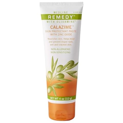 Medline Remedy Olivamine Calazime Skin Protectant Paste Cream, Used with Dry Chapped from Diaper Rash, Incontinence, Dermatitis, Psoriasis, Burns, Bites, White, 4 Oz Cover