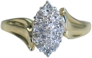 SilverDia 2 Ct Round Cut Diamond Marquise Shape Bypass Unique Milgrain Cluster Vintage Style Engagement Ring For Women 14K White Gold Plated Antique Wedding Ring Handmade Proposal Ring Gift For Wife