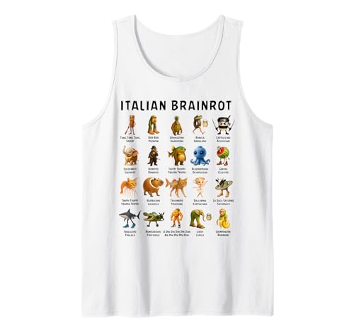 Funny Italian Brainrot Meme Characters Graphic Art for Kids Tank Top