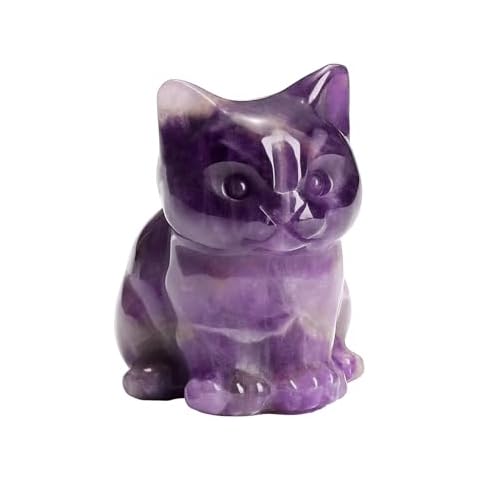 CrystalTears Amethyst Healing Crystal Cat Figurine Cover