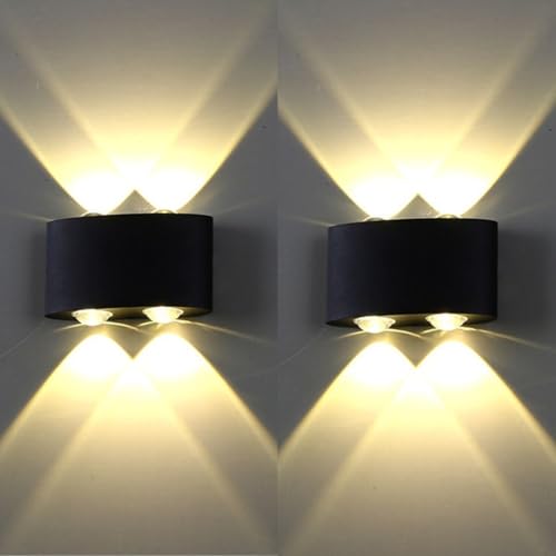 Image of One94Store LED Outdoor Wall Light Pack of 2 | Warm White (WW) 2 -Way Wall Lamp | 4W Aluminium Body, Rainproof & Shockproof, Decorative Step /Pathway /Patio Light Fixture with 3 Month Warranty