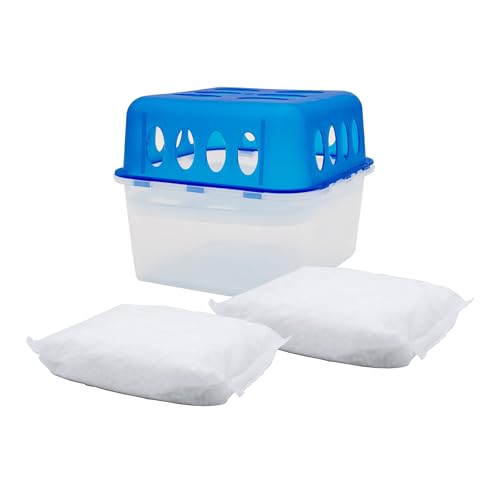 Spetebo 1x Ultra Fresh Luftentfeuchter Granulat Box mit 2x 400g Nachfüllbeutel - Raumentfeuchter mit Auffangschale - Raum Luft Trockner Entfeuchter wiederverwendbar nachfüllbar ohne Strom