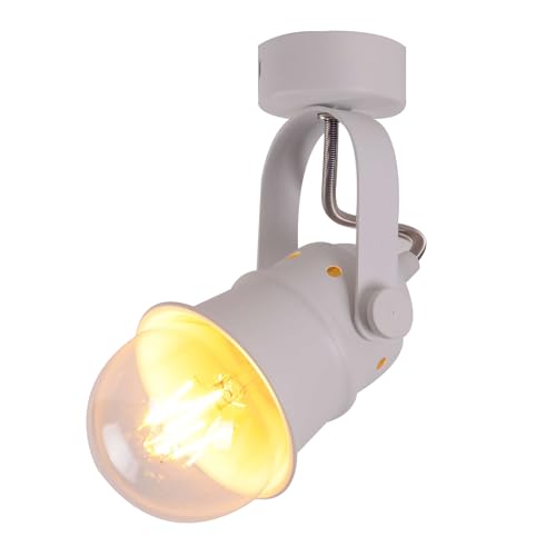 TWSXTE Plafón blanco, foco LED para interiores regulables, apliques estilo vintage country, pantalla E27 para bombillas de hasta 60W (sin bombilla)