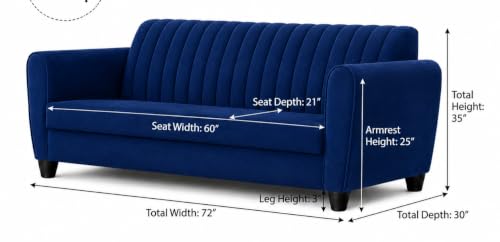 Image of MS Luxury FURNITRE Premium Luster 3-1-1 Sofa Set | 3 Seater | 5 Seater | Velvet Suede Fabric | 7 Colours with Sollid fibare Legs & 4 Cushion Free. (Blue, 3 Seater)