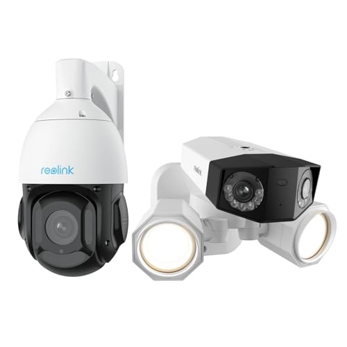 REOLINK 4K PoE Security Camera System in 180° Ultra-Wide Angle, 4K PTZ IP Outdoor Camera with 16X Optical Zoom, Auto Tracks, Advanced AI Detection, 1x Duo Floodlight PoE, Bundle 1x RLC-823A
