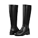 Mattiventon Black Knee High Boots Women Fashion Long Tall Boots with Round Toe Low Heel Side Zip Stretch Riding Boot for Fall Winter